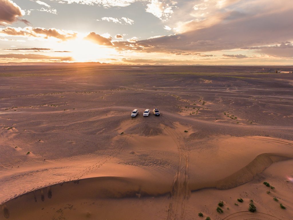 aeriene picture from moroccan desert Merzouga