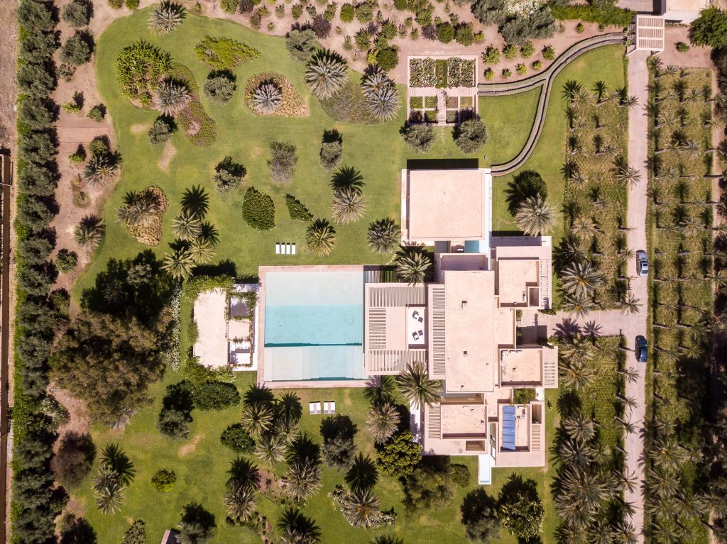 aerien villa photo in Marrakech Morocco